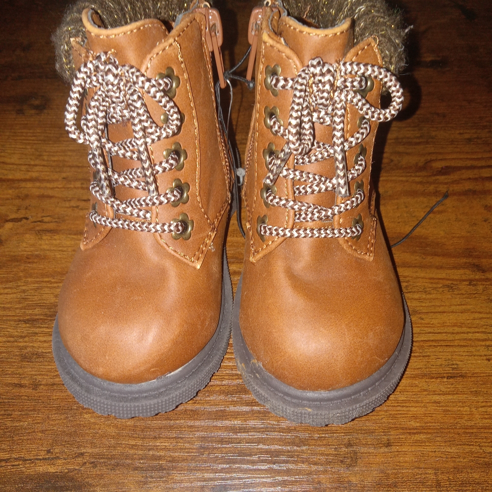 Wonder Nation Brown Ankle Boots with Two-Tone Laces